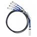 Mellanox passive copper hybrid cable, ETH 40GbE to 4x10GbE, QSFP to 4xSFP+, 1m