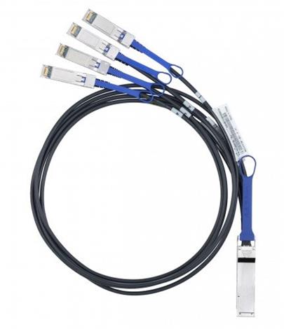 Mellanox passive copper hybrid cable, ETH 40GbE to 4x10GbE, QSFP to 4xSFP+, 3m