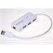 MicroConnect USB2.0 HUB 3-portový + Ethernet 10/100Mbps, bez ext. napájení, bílý