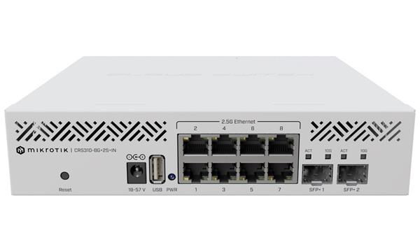 MikroTik Cloud Router Switch CRS310-8G+2S+IN, 256MB RAM, 8x2,5 Gbit LAN, 2xSFP+, USB 3.0, vč. L5