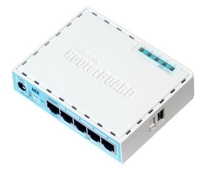MikroTik RouterBOARD hEX, 880MHz dual-core CPU, 256MB RAM, 5x LAN, USB, microSD slot, vč. L4 licence