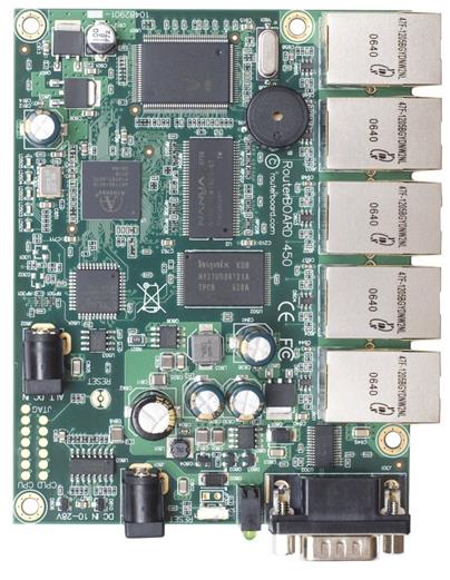 MikroTik RouterBOARD RB450, Atheros 300Mhz, 32MB RAM, 5x LAN, OSL5