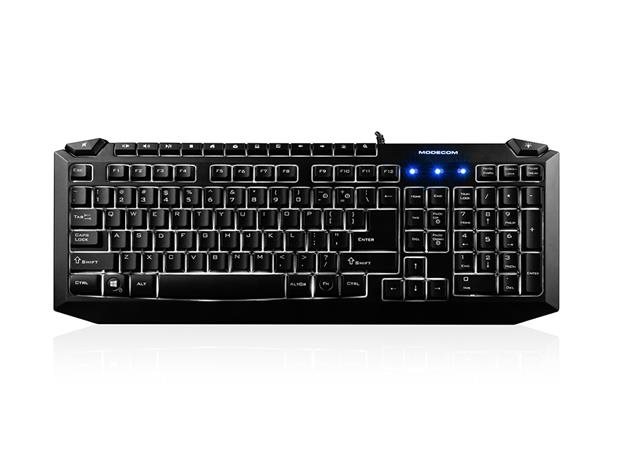 Modecom MC-5008 drátová multimediální podsvícená klávesnice, CZ/SK layout, USB, černá, bílé podsvícení