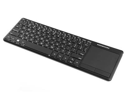 Modecom MC-TPK2 bezdrátová podsvícená multimediální klávesnice s touchpadem, tenký profil, US, USB nano 2,4GHz, černá
