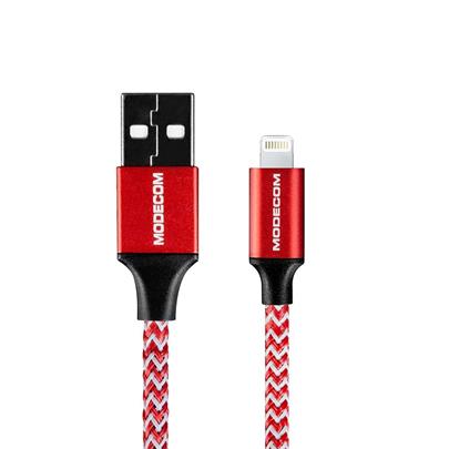 Modecom SPARK 02 Apple Lightning - USB kabel, 1m, 2,4A, MFI, červenobílý