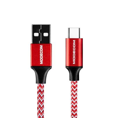 Modecom SPARK 03 USB-C - USB kabel, 1m, 2,4A, červenobílý
