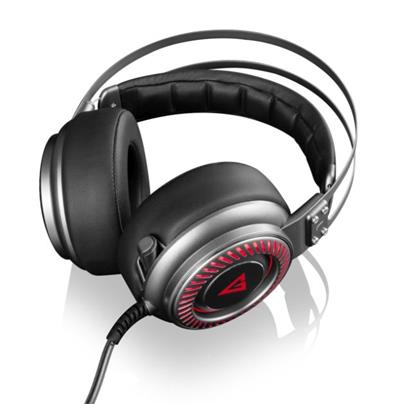 Modecom VOLCANO MC-833 SABER headset, herní sluchátka s mikrofonem, USB 2.0, 2,4m kabel, šedá, červené LED podsvícení