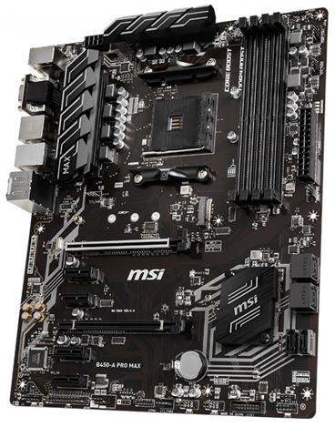MSI B450-A PRO MAX / B450 / AM4 / 4x DDR4 DIMM / M.2 / VGA / DVI-D / HDMI / ATX