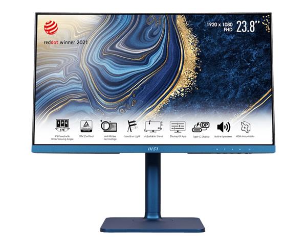 MSI monitor Modern MD241P Ultramarine, 24"/1920 x 1080 (FHD)/IPS/5ms/1000:1/250cd / m2/ HDMI/USB C/ Modrá