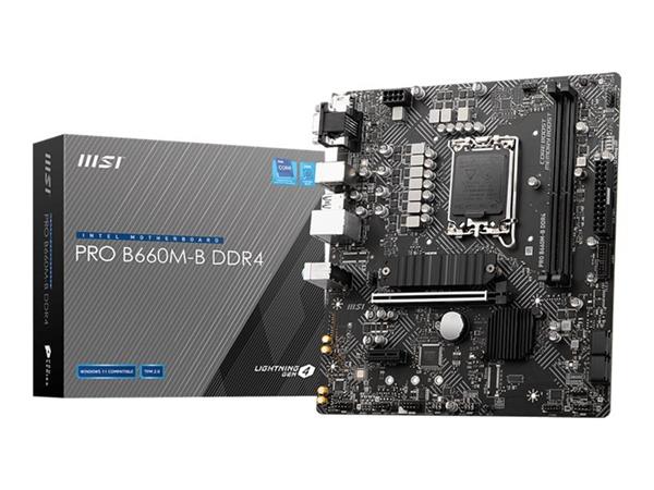 MSI PRO B660M-B DDR4 - Základní deska - mikro ATX - zásuvka LGA1700 - B660 Čipová sada - USB 3.2 Gen 1 - 2.5 Gigabit LAN - vestav