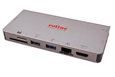 Multiport adaptér USB C(M) -> HDMI (4K@30Hz), VGA, 2x USB3.0, 1Gb LAN, SD, USB C(PD)