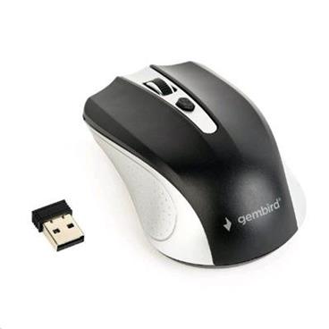 Myš GEMBIRD MUSW-4B-04-GB, stříbrná-černá, bezdrátová, USB nano receiver