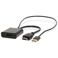 NEDIS adaptérový kabel HDMI - DisplayPort/ zástrčka HDMI - zásuvka DisplayPort/ USB napájení/ 20cm/ box/ černý