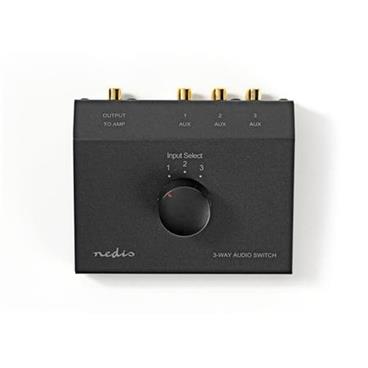 Nedis ASWI2403BK - Analogový Audio Spínač | 3x (2x RCA Zásuvka) – 2x RCA Zásuvka| Černý