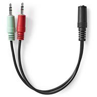 Nedis CAGB22160BK02- Stereo Audio Kabel | 3,5mm Zásuvka -2x 3,5mm Zástrčka | 0.12 m | Kulatý | Černá