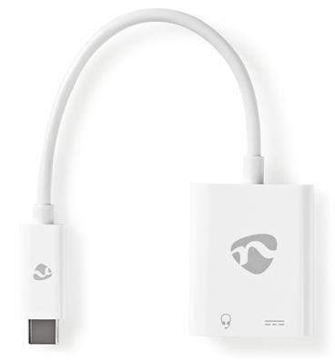 Nedis CCBW65955WT015 - USB-C Adaptér | USB-C Zástrčka – 3,5 mm Zásuvka + USB-C Zásuvka | 0,15 m | Bílý