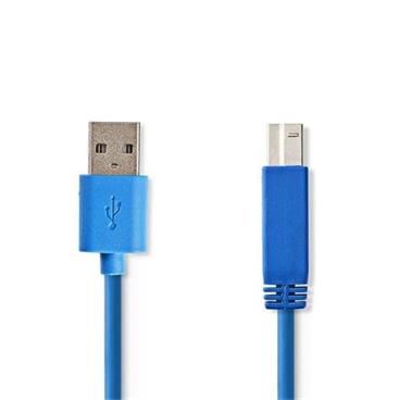 Nedis CCGB61100BU20 - USB 3.0 Kabel | A Zástrčka - B Zástrčka | 2 m | Modrá