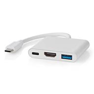 Nedis CCGB64770WT01 - USB Adaptér| USB 3.2 Gen 1 | USB-C Zástrčka | USB-A Zásuvka /USB-C Zásuvka / Výstup HDMI | 0.10 m|