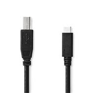 Nedis CCGL60650BK10 - USB 2.0 kabel | USB-C Zástrčka – USB-B Zástrčka | 1 m | Černá 