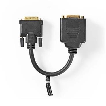 Nedis CCGP32951BK02 - Kabel DVI s Adaptérem | DVI-D 24+1-pin Zástrčka - DVI-D 24 + 1-pin Zásuvka + HDMI výstup | 0,2 m | Černá ba