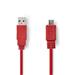 Nedis CCGP60410RD10 - USB 2.0 kabel | A Zástrčka - Micro B Zástrčka | 1 m | Červená barva