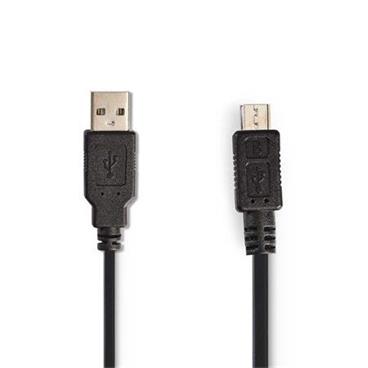 Nedis CCGP60540BK20 - USB 2.0 Spirálový Kabel | A Zástrčka - Micro B Zástrčka | 2 m | Černá barva