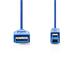 Nedis CCGP61100BU20 - USB 3.0 Kabel | A Zástrčka - B Zástrčka | 2 m | Modrá
