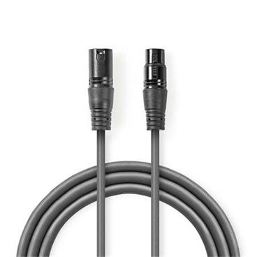 Nedis COTP15720GY03 - Kabel DMX s Adaptérem | XLR 3pinová Zásuvka – XLR 5pinová Zástrčka | 0,3 m | Šedá barva