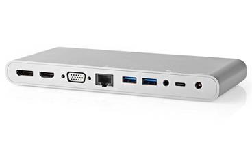 NEDIS dokovací stanice/ DisplayPort/ HDMI/ D-SUB/ 4x USB 3.0/ USB typ C/ 3,5 mm výstup/ LAN
