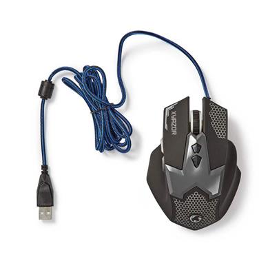 Nedis GMWD200BK - Herní Myš | Kabelové | Osvětlená | 2400 DPI | 7 tlačítek