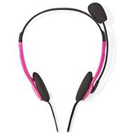 NEDIS headset CHST100BK/ drátová sluchátka + mikrofon/ 2x 3,5 mm jack/ kabel 2 m/ růžový