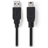 NEDIS kabel USB 2.0/ A-B mini/ 5pinů/ černý/ 1m