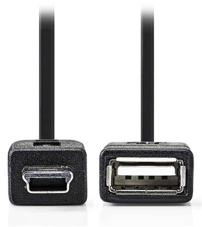 NEDIS kabel USB 2.0/ zástrčka mini B - zásuvka A/ podpora OTG/ černý/ 20cm