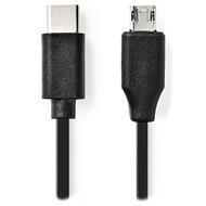 NEDIS kabel USB 2.0/ zástrčka USB-C - zástrčka USB micro-B/ černý/ 1m