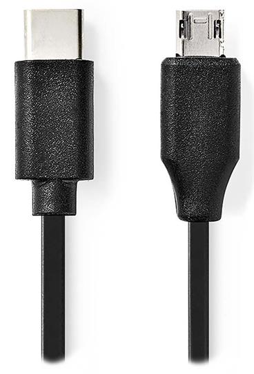 NEDIS kabel USB 2.0/ zástrčka USB-C - zástrčka USB micro-B/ černý/ 1m