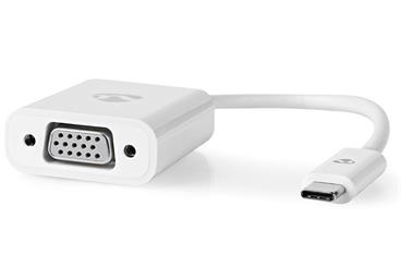 NEDIS kabel USB-C™ s adaptérem/ USB-C™ zástrčka – VGA™ zásuvka/ bílý/ plastový sáček/ 20cm