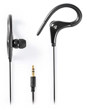 NEDIS kabelová sluchátka/ ušní háčky/ 3,5 mm jack/ kabel 1,20 m/ černé