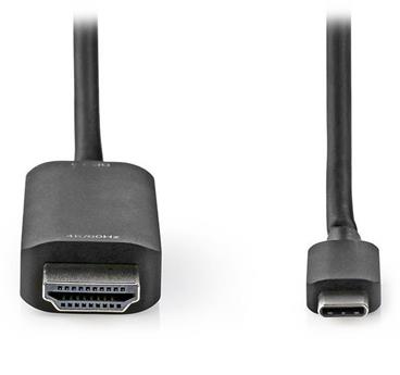 NEDIS kabelový adaptér USB 3.2 Gen 1/ USB-C zástrčka - HDMI zásuvka/ kulatý/ černý/ 1m