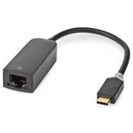 NEDIS kabelový adaptér USB 3.2 Gen 1/ USB-C zástrčka - RJ45 zásuvka/ kulatý/ černý/ 20cm