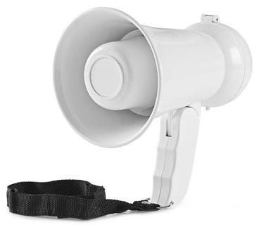 NEDIS megafon/ rozsah 100m/ hlasitost 100dB/ vestavěný mikrofon/ vestavěná siréna/ bílý