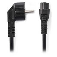 NEDIS napájecí kabel 230V/ přípojný 10A/ konektor IEC-320-C5/ úhlová zástrčka Schuko/ trojlístek/ černý/ 2m