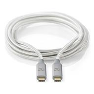 NEDIS PROFIGOLD USB-C/USB 3.2 Gen 2x2 kabel/ USB-C zástrčka - USB-C zástrčka/ nylon/ stříbrný/ BOX/ 1m