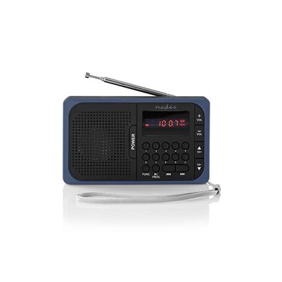 Nedis RDFM2100BU - FM Rádio | 3,6 W | Port USB a Slot na microSD kartu | Černá / Modrá