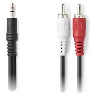 NEDIS redukční stereo audio kabel s jackem/ zástrčka 3,5 mm - 2x zástrčka RCA/ černý/ 3m