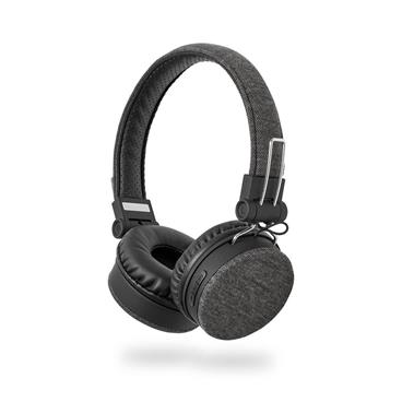 NEDIS sluchátka s látkovým povrchem/ vestavěný mikrofon/ na uši/ bezdrátová/ Bluetooth v5.0/ výdrž 18h/ antracit-černé