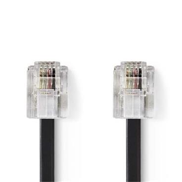 Nedis TCGB90200BK20 - Telekomunikační Kabel | RJ11 (6P4C) Zásuvka – RJ11 (6P4C) Zásuvka | Plochý | 2 m | Černý