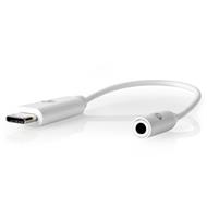 NEDIS USB-C adaptér/ USB-C Zástrčka – 3,5 mm jack zásuvka/ bílý/ 15cm