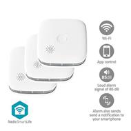 Nedis WIFIDS21WT3 SmartLife Detektor Kouře| Wi-Fi | Napájení z baterie | Životnost snímače: 10 Rok | 85 dB | Bílá | 3 ks