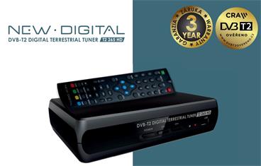 NEW DIGITAL Set-top box T2 265 HD, DVB-T2, HDMI, SCART, USB, CRA certifikace