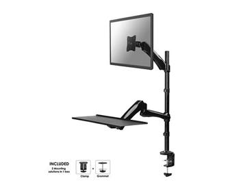 NewStar Flat stolní držák na PC monitor 10-27", na svorku nebo průchodku, černý